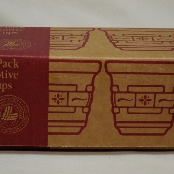 Longaberger Pottery Set of 2 Traditional Red Woven Traditions Votives New in Box - Picture 8 of 9